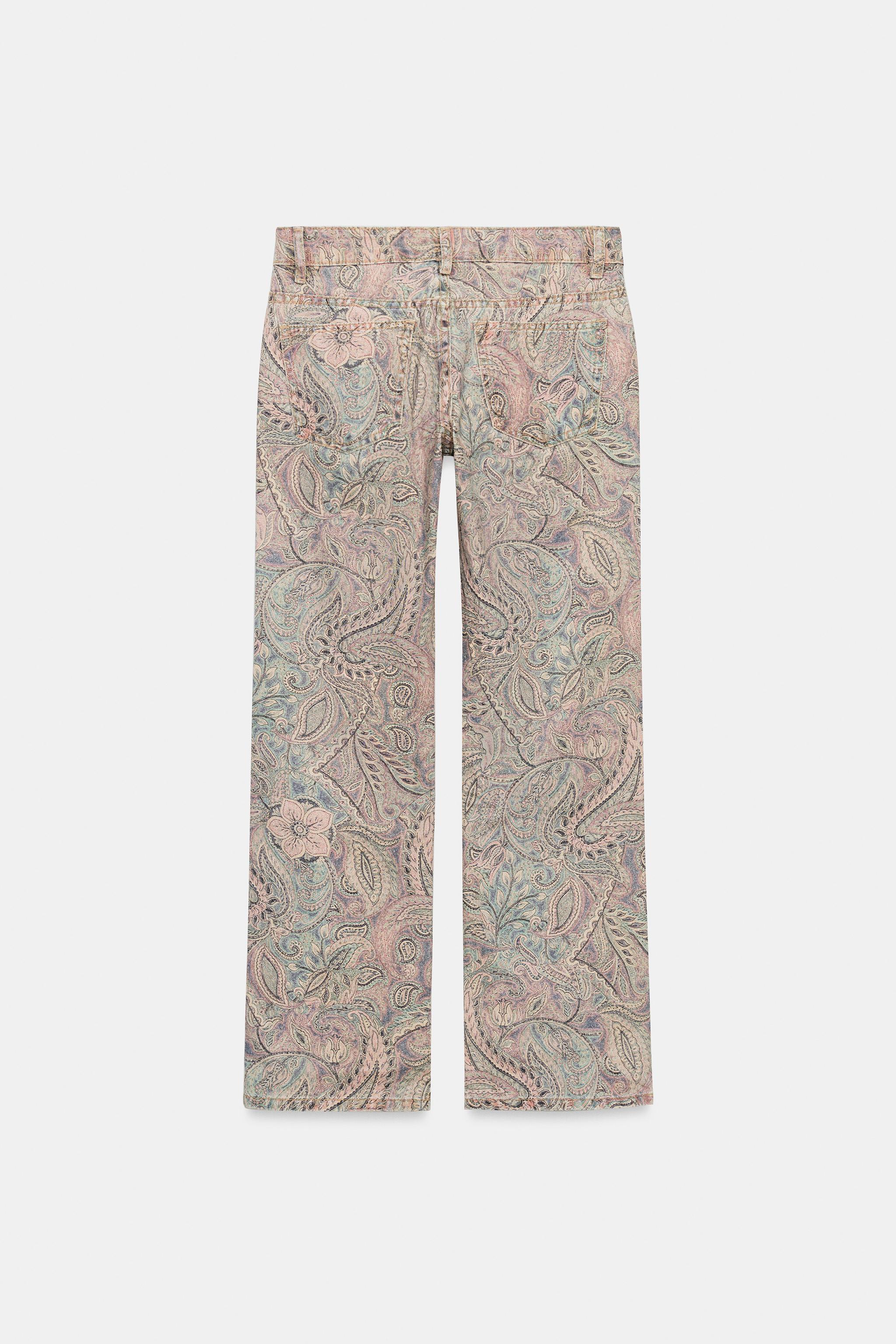 TRF LOW-RISE PAISLEY STRAIGHT JEANS